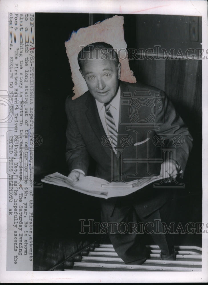 1955 Pittsburgh Pirates Manager Fred Kaney Attempts To Climb Stairs - Historic Images