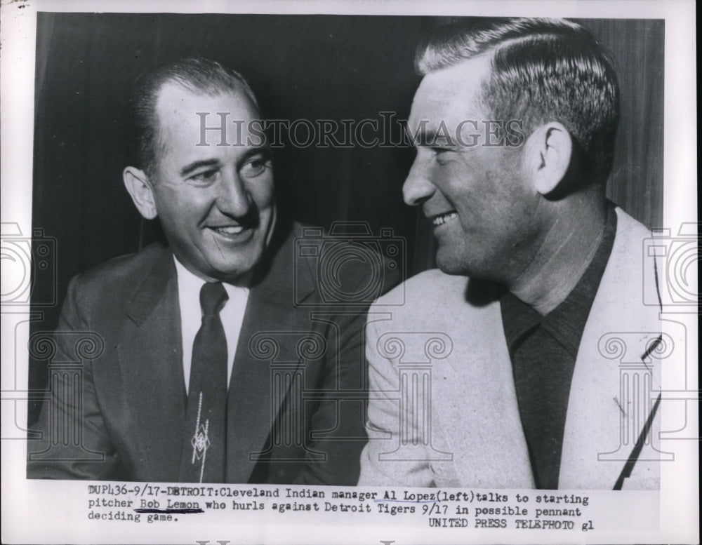 1954 Cleveland Indians Manager Al Lopez, Pitcher Bob Lemon-Historic Images