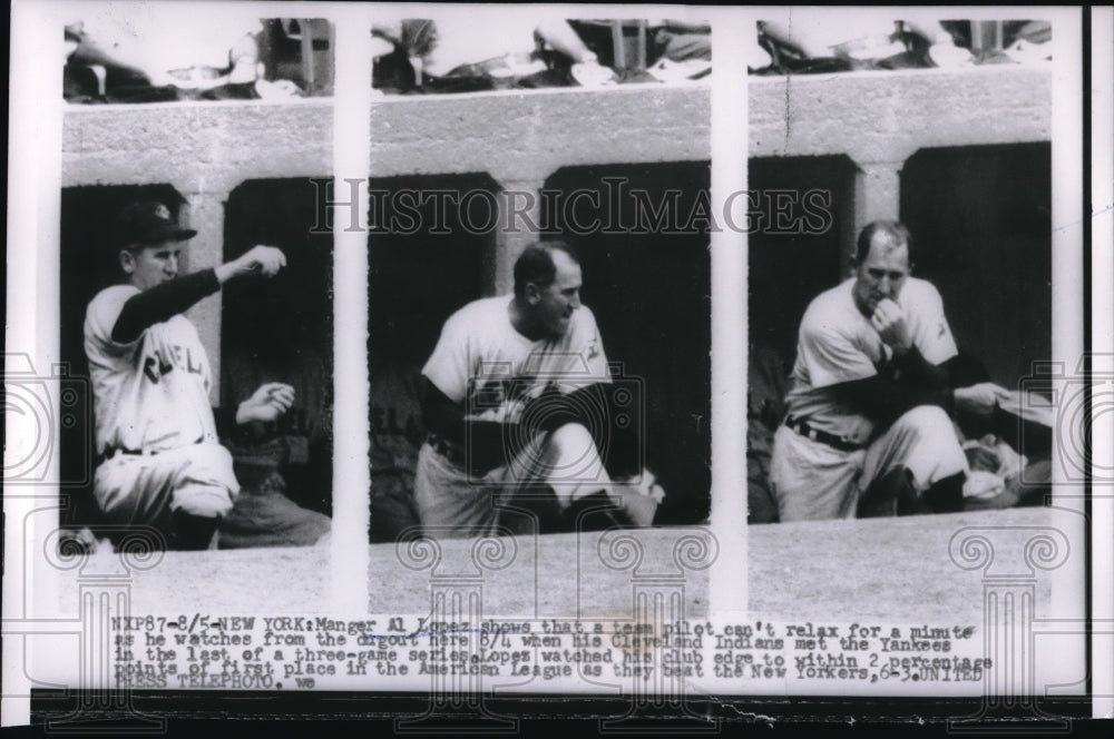 Cleveland Indians Manager Al Lopez Team Pilot Watching From Dugout-Historic Images