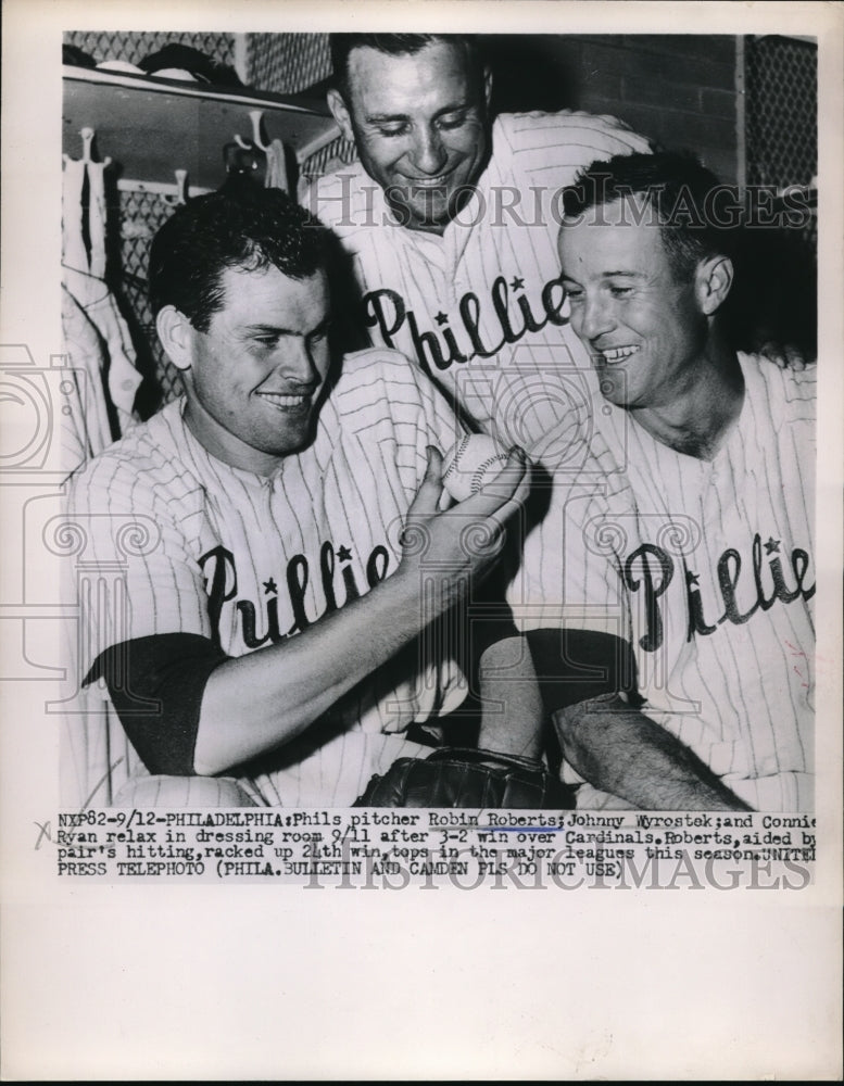 1952 Phillies Pitcher Robin Robertsand Teammates win over Cardinals-Historic Images