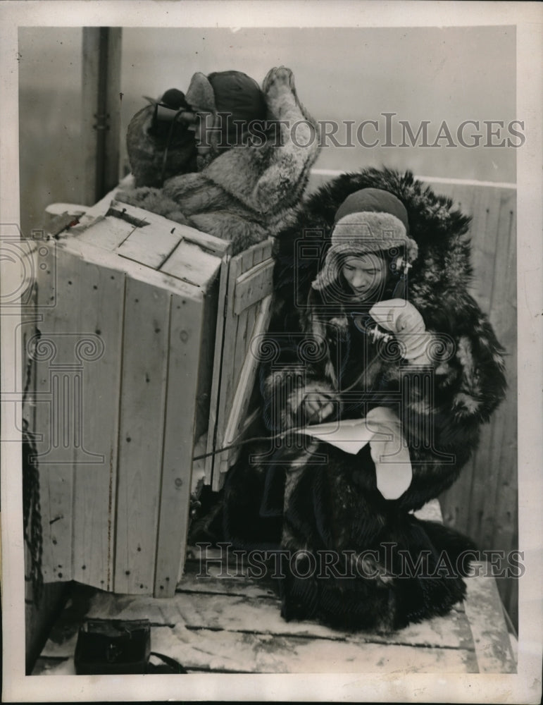 1940 Press Photo Fur Clad Members of Lotta Svard Finnish Auxiliary on duty-Historic Images