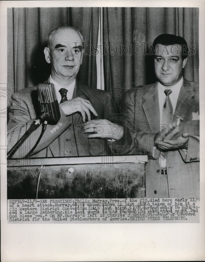 1952 Press Photo CIO president Philip Murray &amp; Charles J Smith in CA - neb38502 - Historic Images