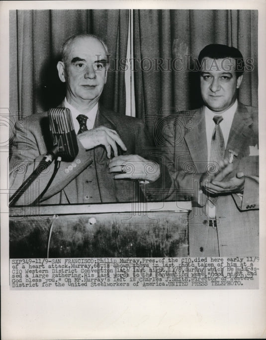 1952 Press Photo CIO president Philip Murray & Charles J Smith in CA - neb38502 - Historic Images