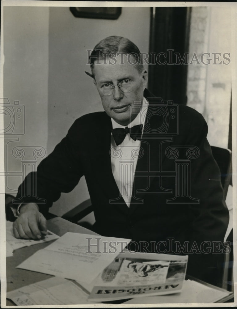 1932 Press Photo Dr E Vernon Hill Holland Institute if AirConditioning-Historic Images