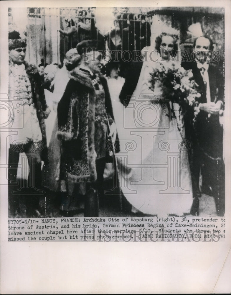 1951 Press Photo Archduke Otto of Hapsburg &amp; bride German Princess Regina-Historic Images