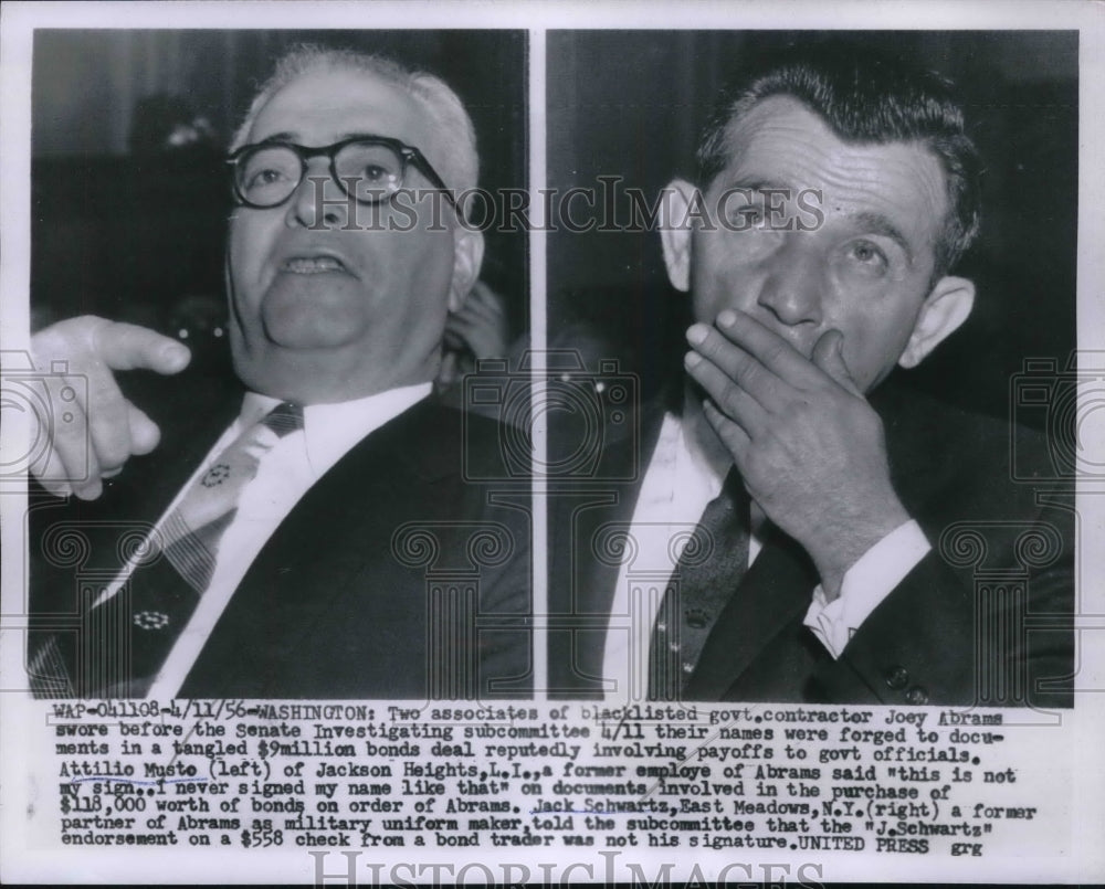 1956 Attilio Musto &amp; Jack Schwartz, Senate Investigating Hearing - Historic Images