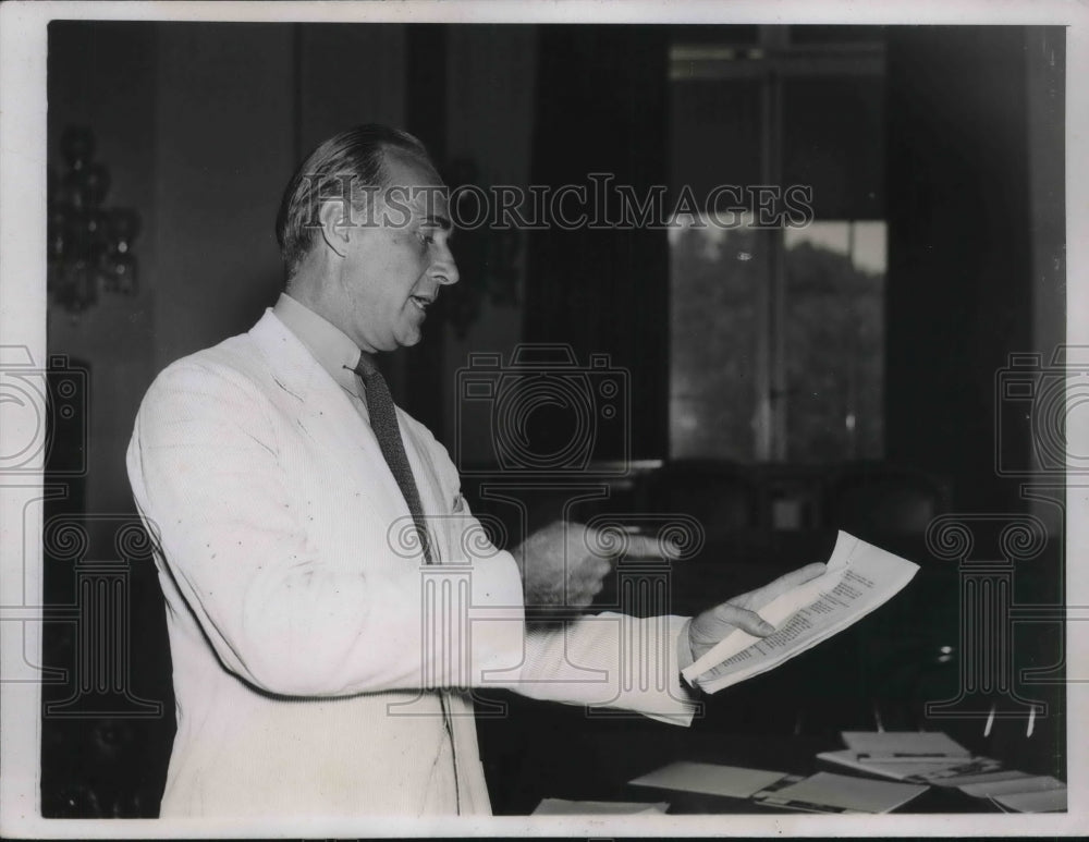 1937 Press Photo Rep John Houston appears before House Judiciary Committee - Historic Images