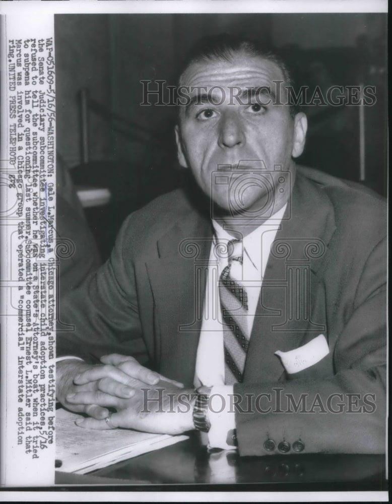 1956 Gale L. Marcus, Chicago Attorney Testifies Senate Judiciary - Historic Images