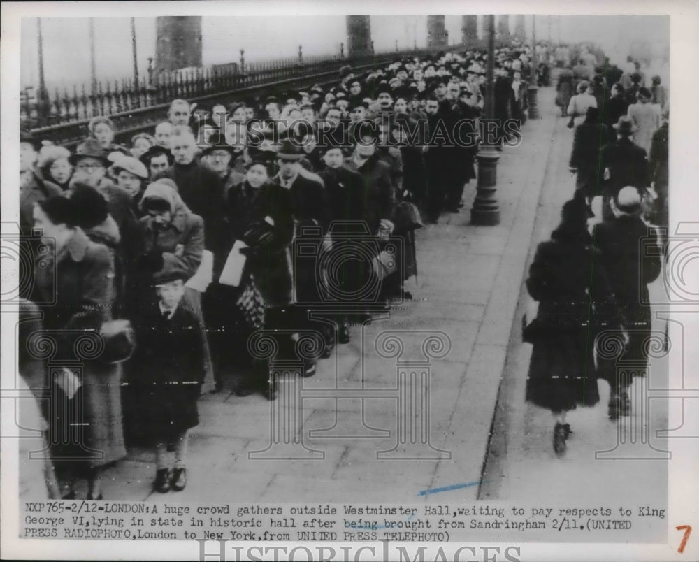 1952 Press Photo Crowds at London&#39;s Westminster Abbey for Kin VI funeral - Historic Images