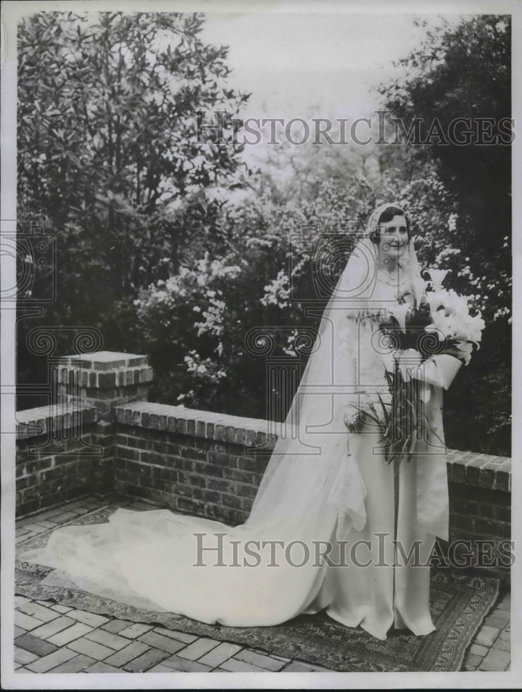 1934 Press Photo Ann Brown Oler weds Frank Thomson at Pinehurst NC - Historic Images