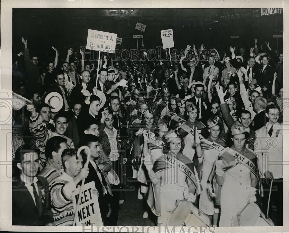 1939 Press Photo Young Democrat Club Girls Band Plays For Matt Adams For Pres. - Historic Images