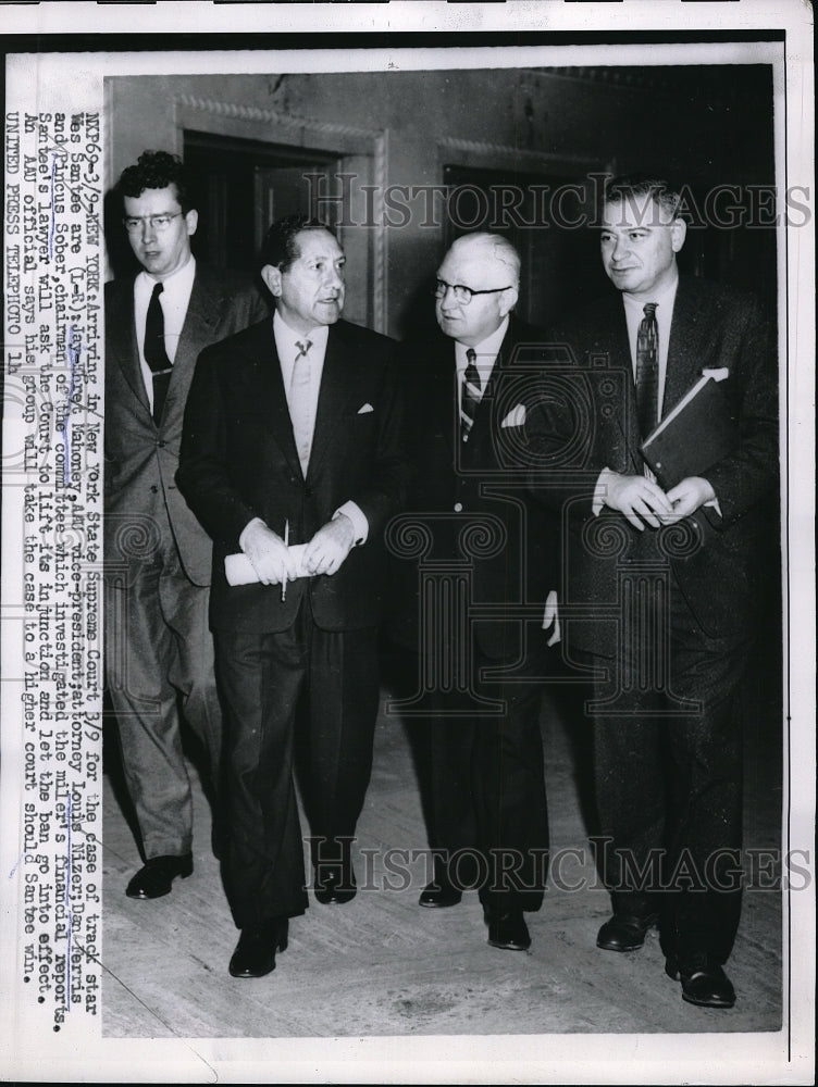 1956 Press Photo Jay Ehret Mahoney, atty Louis Nizer, Dan Ferris, Pincus Sober - Historic Images