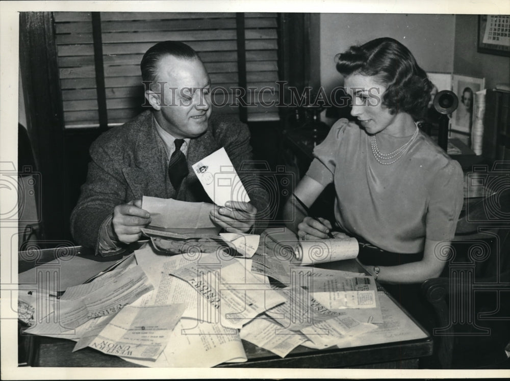 1939 Press Photo Probation officer Frank Reller &amp; secretary Placide Tinsley - Historic Images