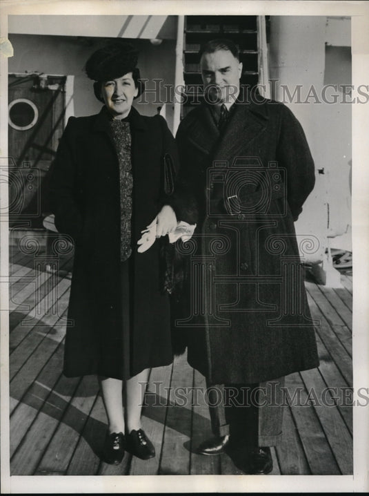 1939 Press Photo Hon Arthur H Tandy & wife new British Consul arrives in NYC - Historic Images