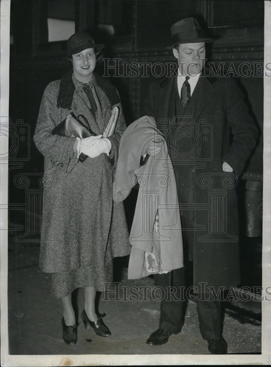 1934 Press Photo Albert T. Taylor & bride former Geraldine Swift in Mo. - Historic Images