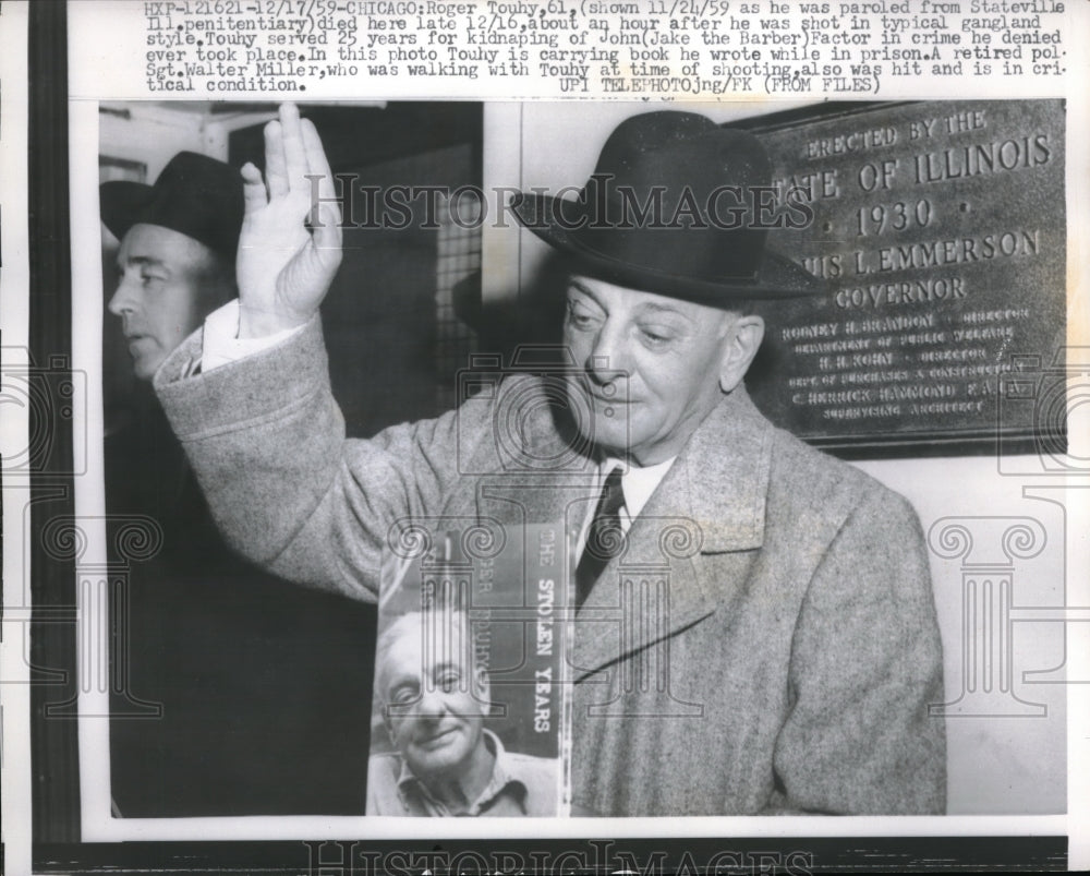 1959 Press Photo Roger Touhy Shot in Chicago Weeks after Being Paroled - Historic Images