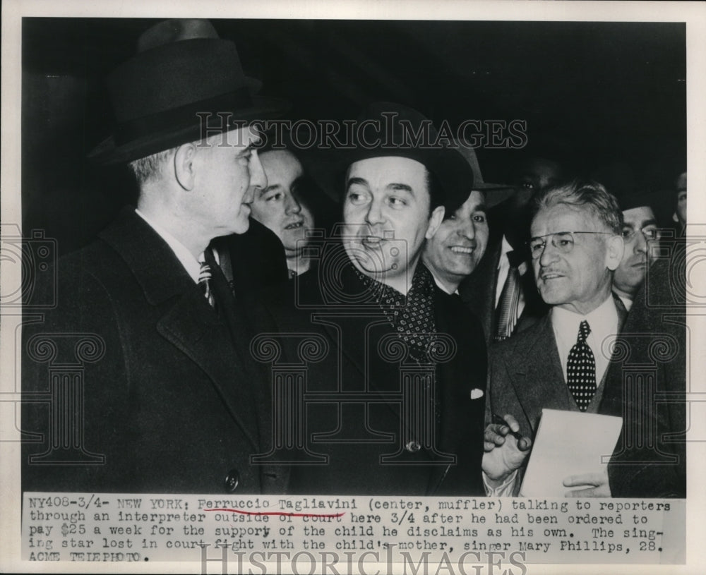 1949 Press Photo Ferruccio Tagliavini Ordered to Pay Child Support in New York - Historic Images