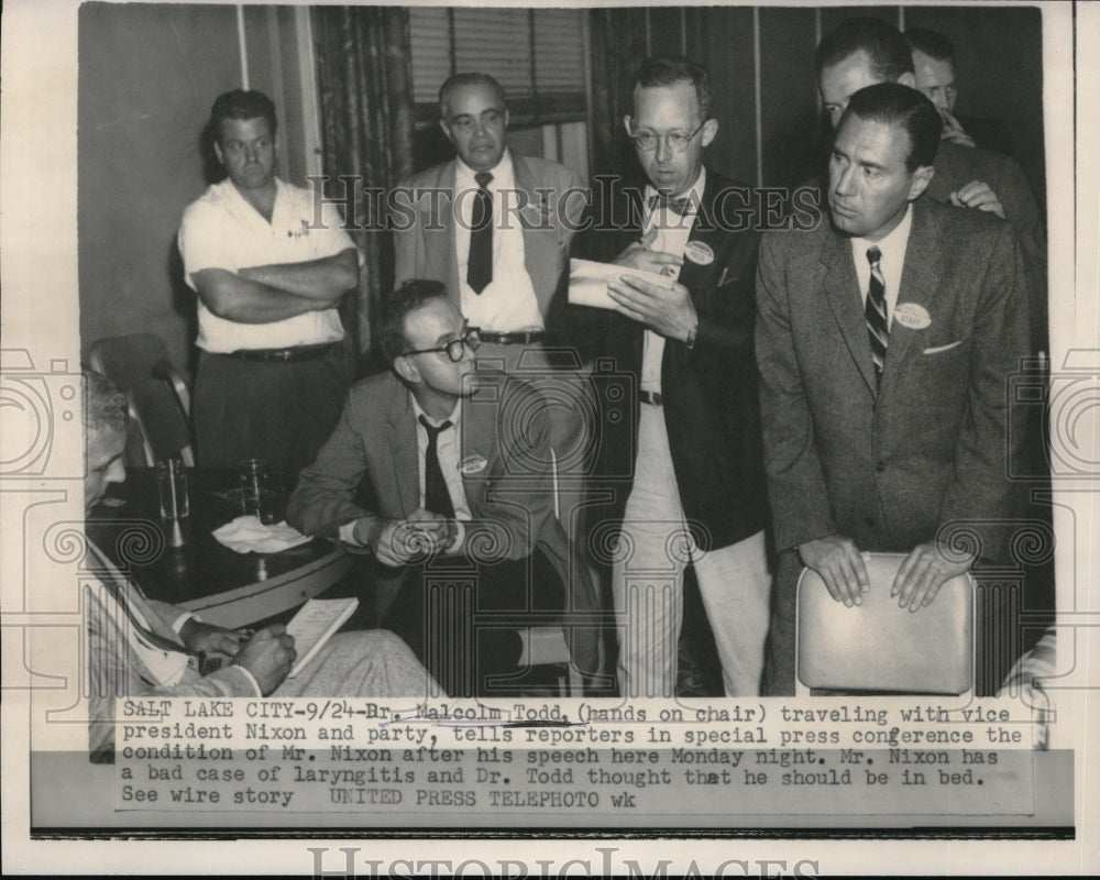 1956 Press Photo Dr. Malcolm Todd Speaking To The Reportes - Historic Images