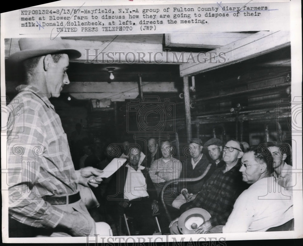 1957 Fulton County dairy farmers &amp; Don Hollenbeck in NY - Historic Images