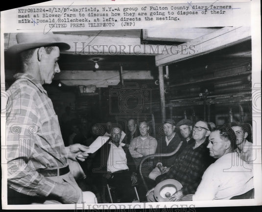 1957 Fulton County dairy farmers & Don Hollenbeck in NY - Historic Images