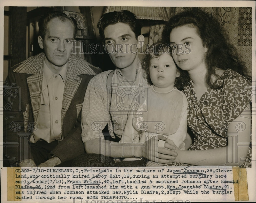 1947 Press Photo Principals in the capture of James Johnson knifed Leroy Holt-Historic Images