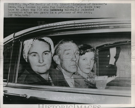 1953 Press Photo Family of Pfc. Edward Dickenson hope to greet POW after 2 years-Historic Images