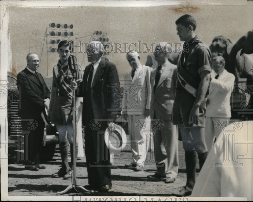 1939 MI Governor Luren Dickinson &amp; Eagle Scouts Don &amp; Wm Eddy - Historic Images