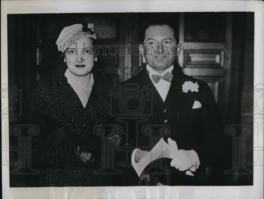 1933 Press Photo Count Guy De Cabriac &amp; Denise Cohin wed in Paris France-Historic Images