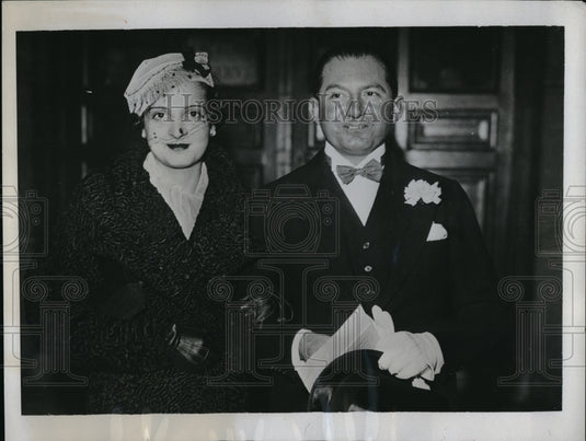 1933 Press Photo Count Guy De Cabriac & Denise Cohin wed in Paris France-Historic Images