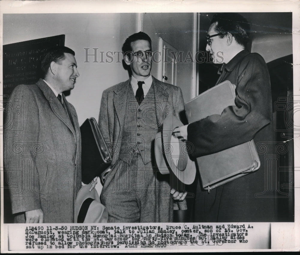 1950 Press Photo B. Aultman &amp; E. McDermott With J.Hanley at Columbia Hospital-Historic Images