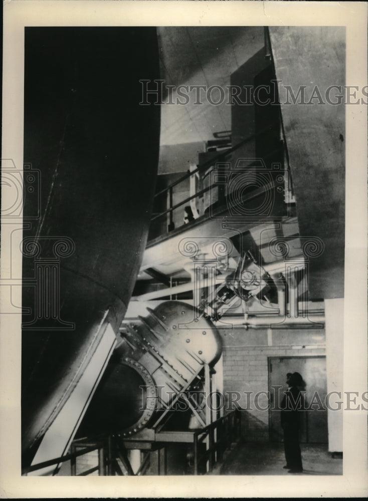 1948 Press Photo Huge Steel vacuum sphere part of German Wind Tunnel - Historic Images