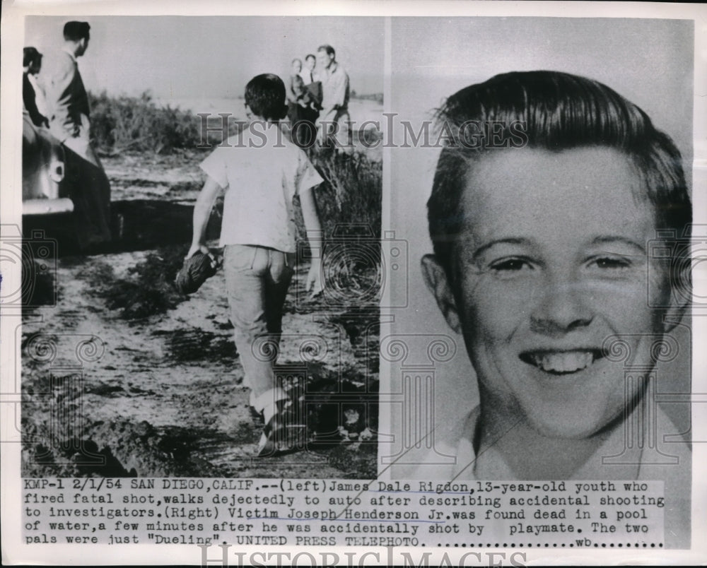 1954 Press Photo Joseph Henderson Jr. Accidentally shot by playmate James Rigdon - Historic Images