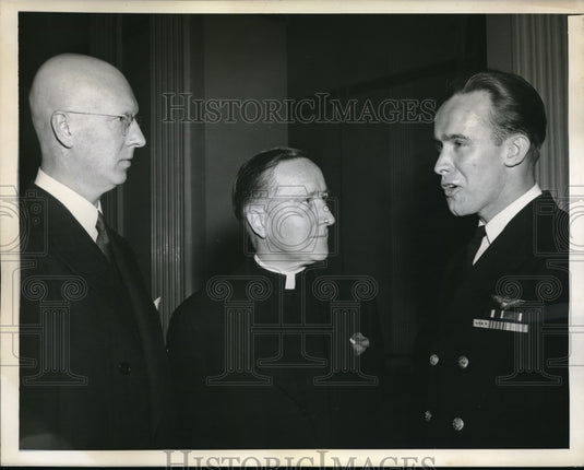 1943 William O'Shea, Joseph Daley, USN, Rev. Robert Gannon - Historic Images