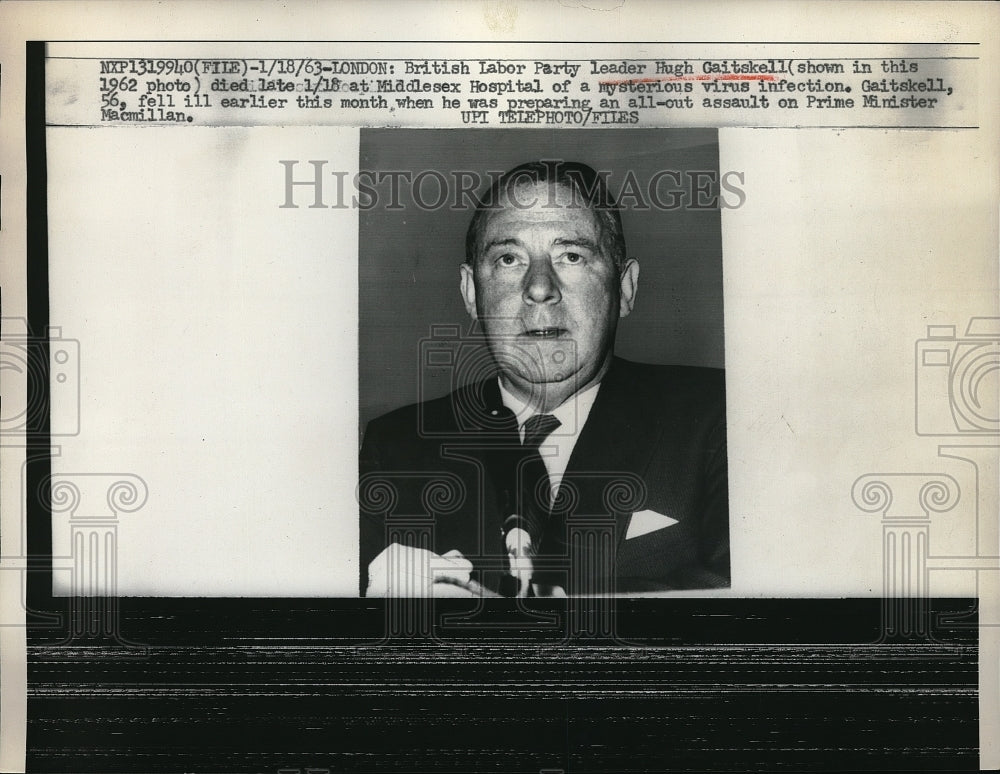 1963 British Labor Party Leader Hugh Gaitskell At Middlesex Hospital - Historic Images