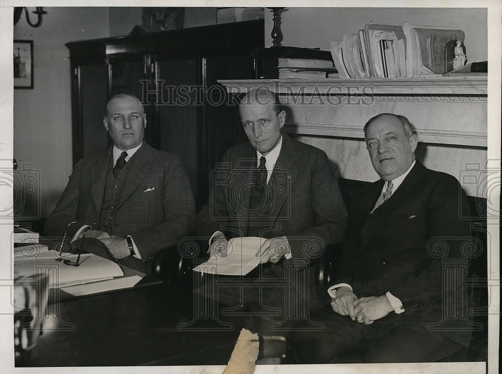 1931 Press Photo Senator Otis Glenn,Robert Wagner &amp; Senator Hebery During Trial - Historic Images