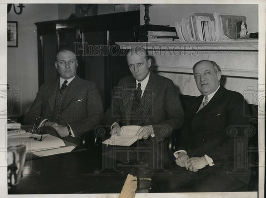 1931 Press Photo Senator Otis Glenn,Robert Wagner & Senator Hebery During Trial - Historic Images