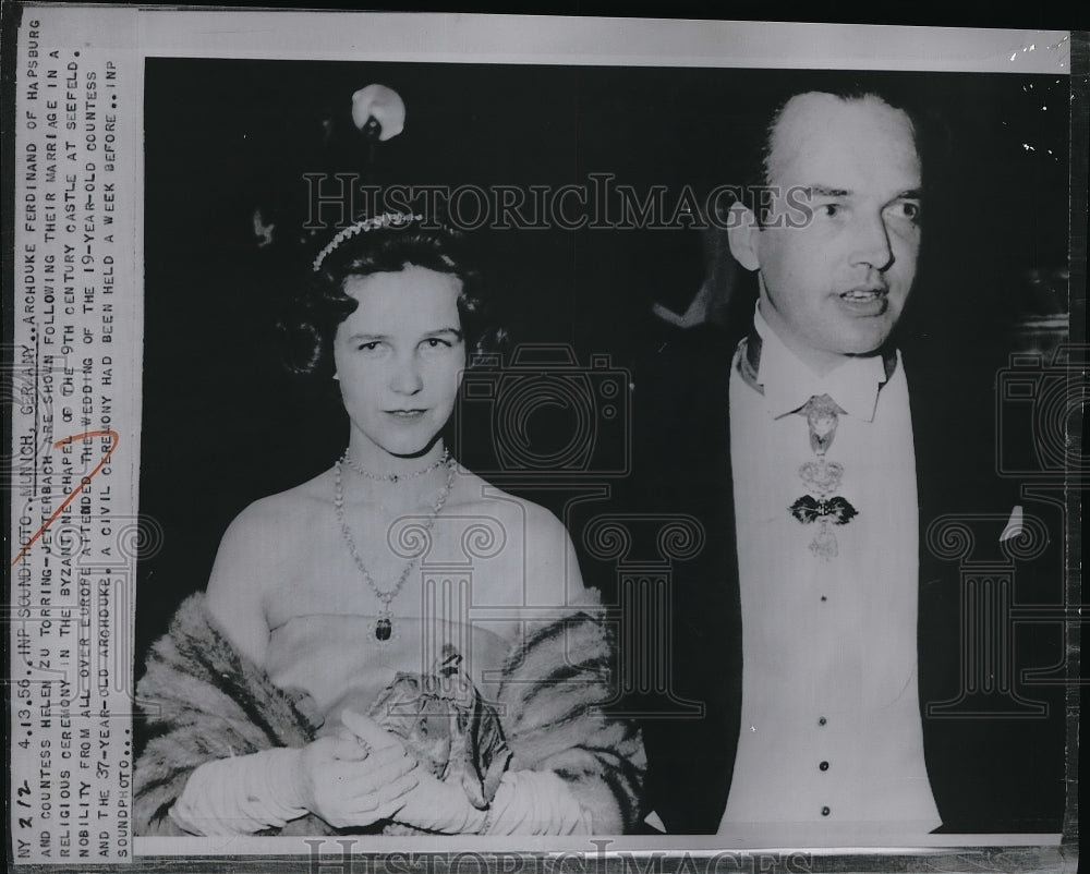 1956 Press Photo Munich, Germany Archduke Ferdinand of Hapsburg weds - Historic Images