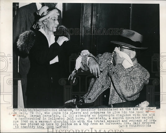1949 Press Photo Hollywood, Mrs Ella Call & Herman Bernstein, for assault - Historic Images