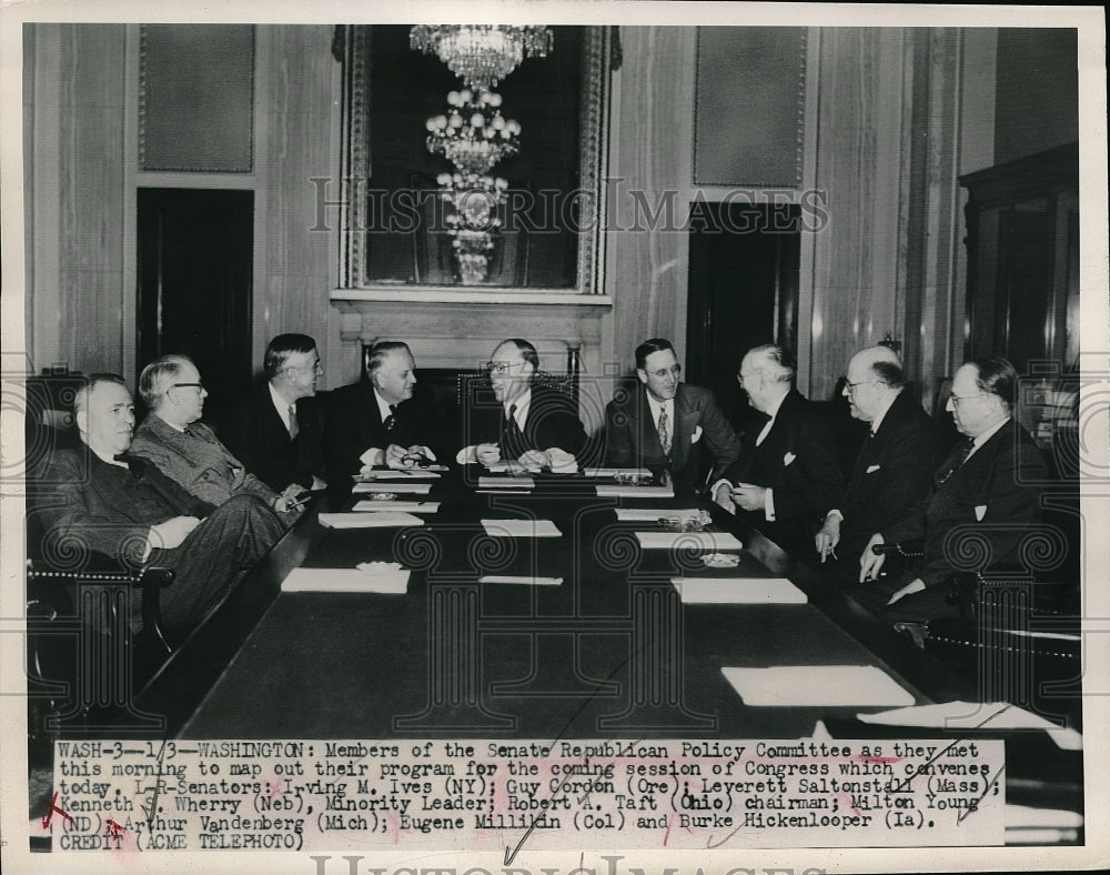 1950 Press Photo Senate Republican Policy Committee Irving Ives, Guy Gordon - Historic Images