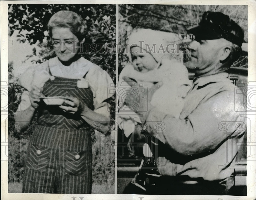 1941 Press Photo Litchfield, Neb, editor Carl Anderson & wife & grandchild - Historic Images