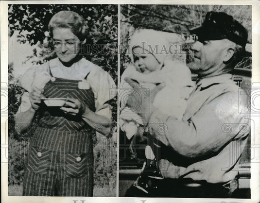 1941 Press Photo Litchfield, Neb, editor Carl Anderson & wife & grandchild - Historic Images