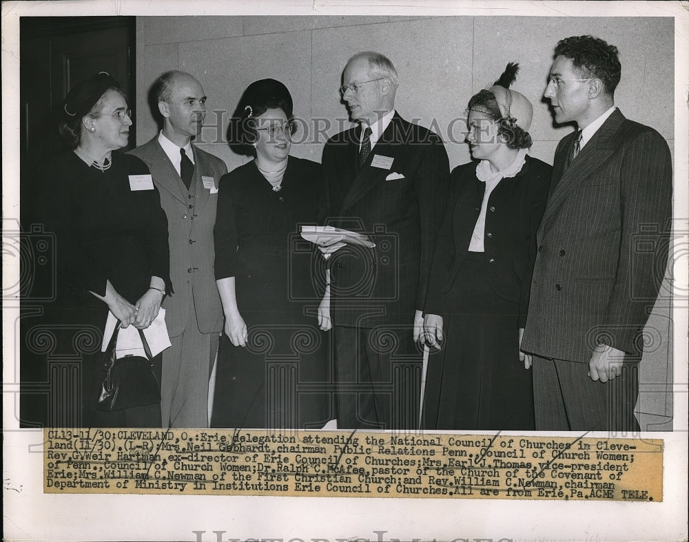 1951 Press Photo Mrs. Neil Gebhardt, Rev G. Weir Harman, Mrs. Earl J. thomas, - Historic Images