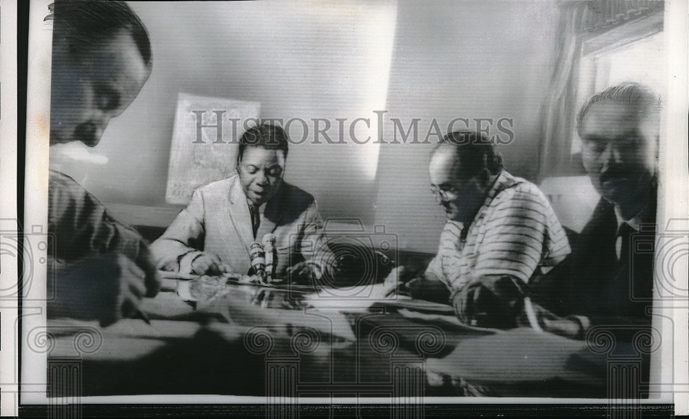 1961 Press Photo Moise Tshombe at Press Conference on Mobilization of Katanga&#39;s - Historic Images