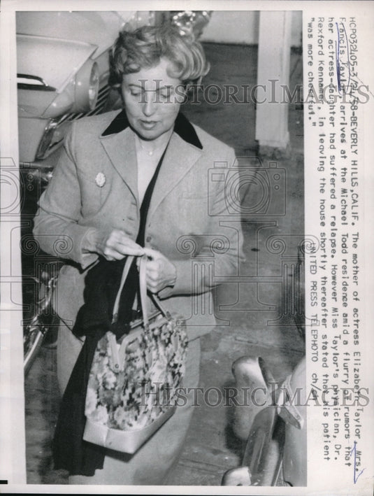 1958 Beverly Hills, Cal. Mrs F. Taylor, Elizabeth Taylor's mom - Historic Images