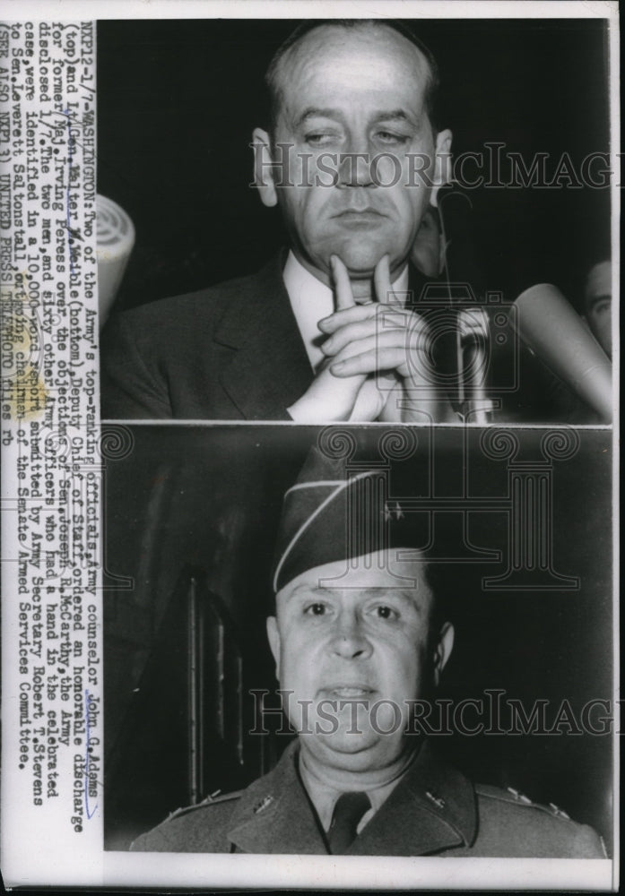 1955 Press Photo John G. Adams Lt. Gen. Walter Weible Sen. Joseph McCarthy - Historic Images