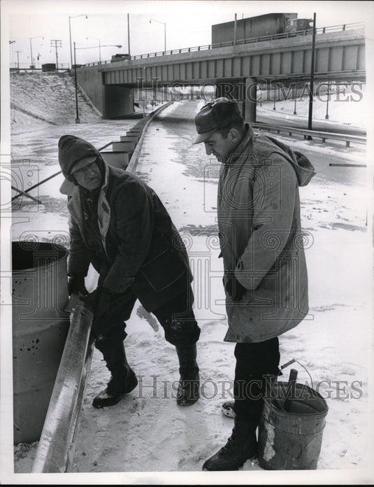 1966 Press Photo Highway Inspector Charles Ganper & Steve Stonynehada-Historic Images