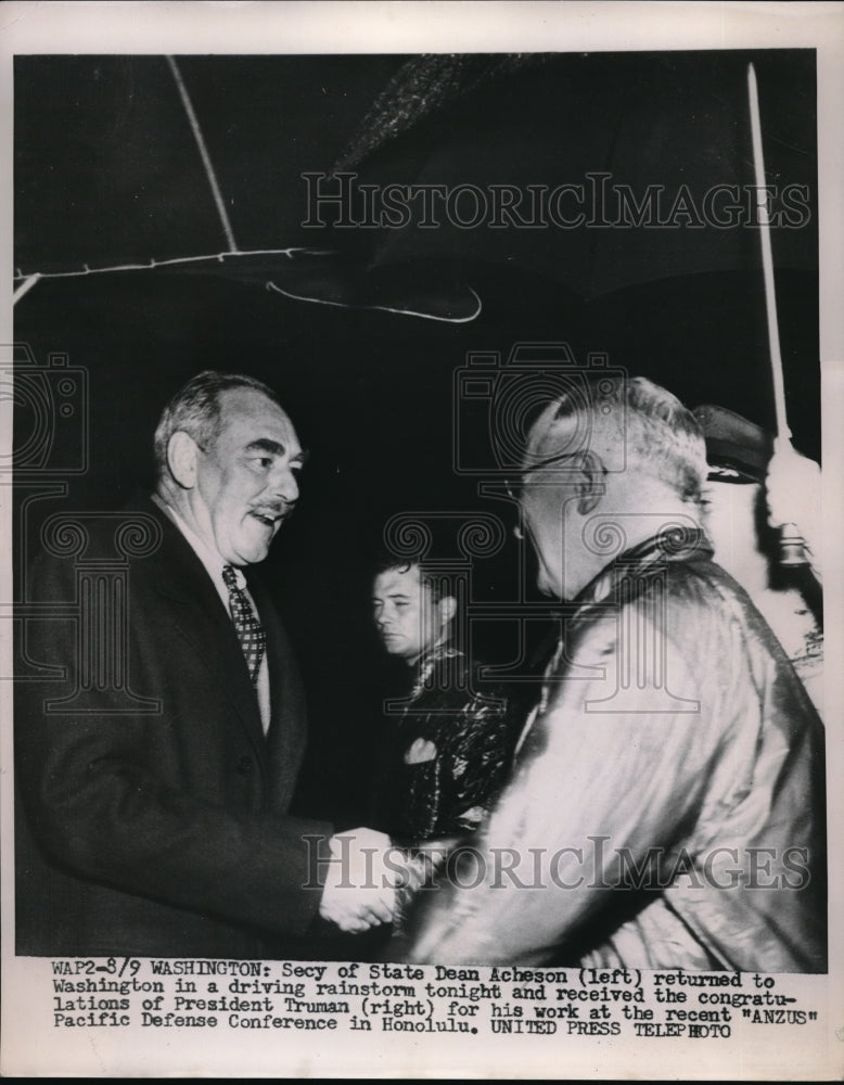 1952 Secretary of State Dean Acheson Returning to Washington - Historic Images