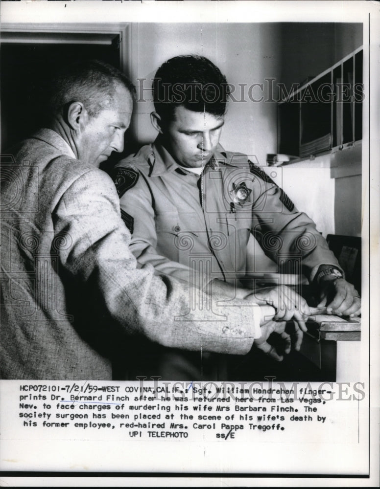 1959 Sgt William Handrahan Fingerprints Dr Bernard Finch - Historic Images