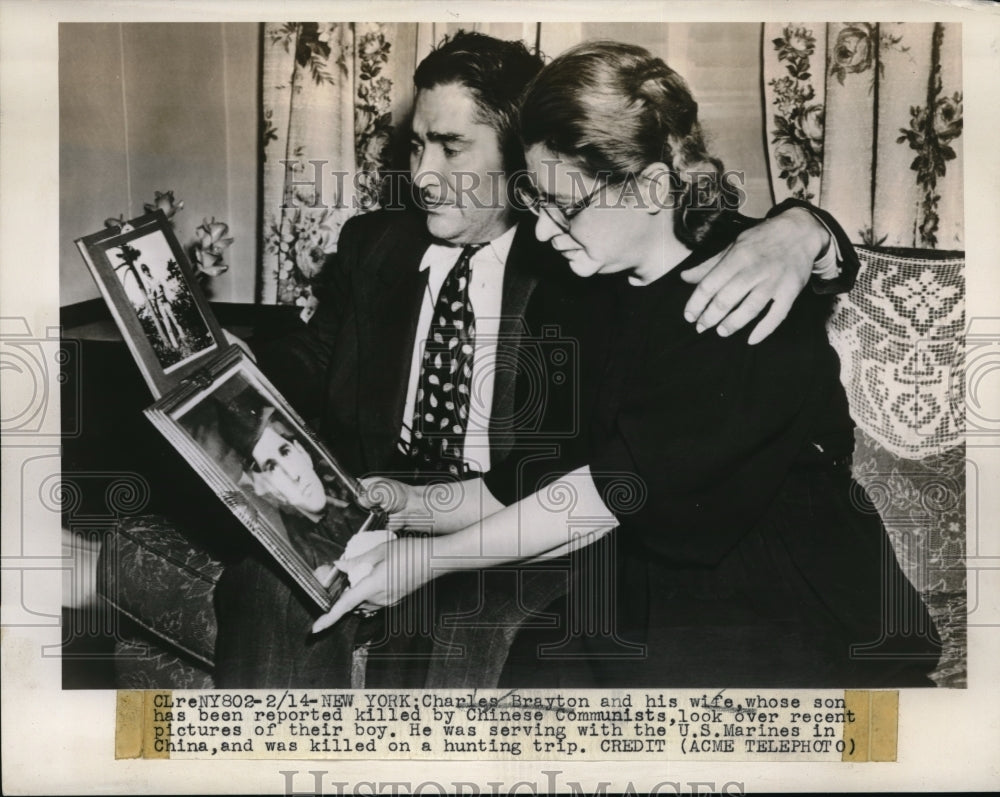 1948 Press Photo Charles Brayton and his wife whose son is reported dead-Historic Images