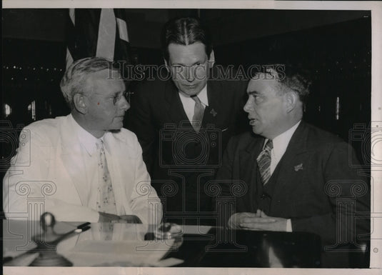 1936 Press Photo Kan. Gov Alf Landon ,GOP pres. candidate ,AA Ballantine of NY - Historic Images
